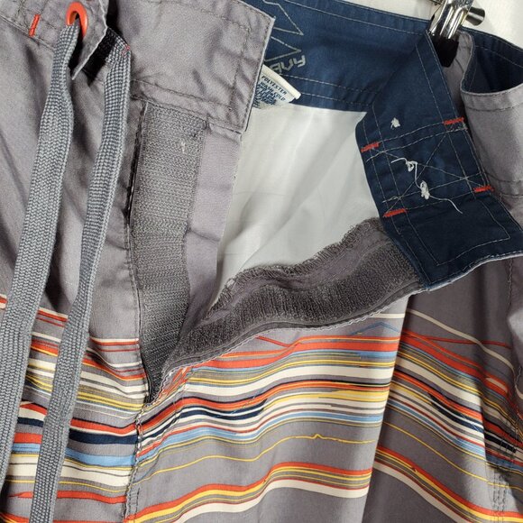 Old Navy Board Shorts Gray Orange Blue Yellow Navy-Blue White Stripe Men Sz XL - Picture 5 of 11